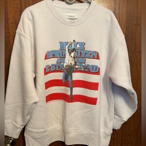 Abercrombie & Fitch White Graphic Crewneck Sweater Bruce Springsteen